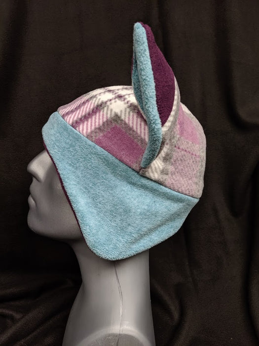 Blue And Purple Plaid Fox Hat
