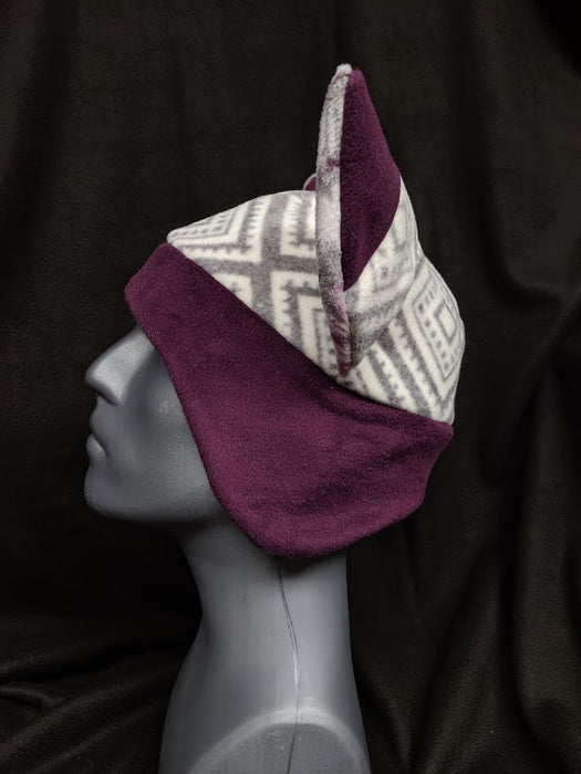 Grey And Purple Plaid Fox Hat