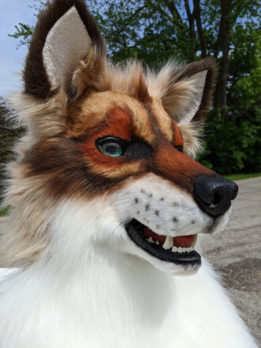 Brown with Green Eyes Wolf/dog Head, Hands, Tail.