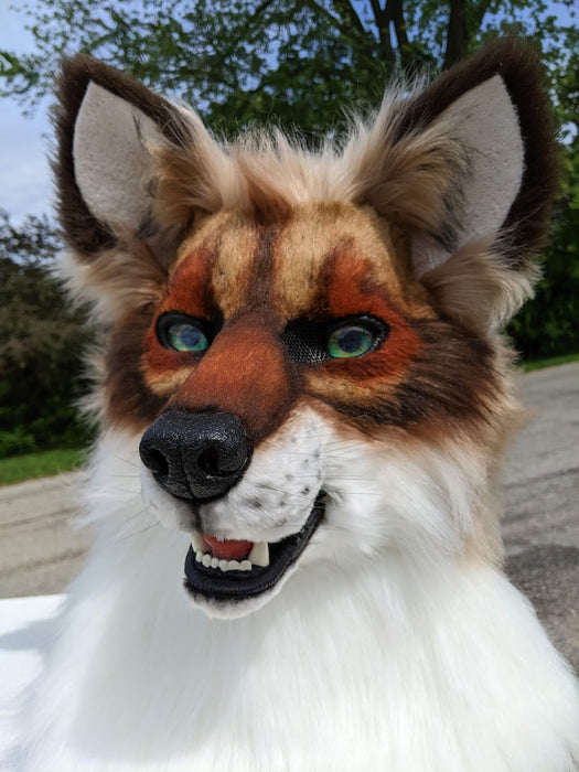 Brown with Green Eyes Wolf/dog Head, Hands, Tail.