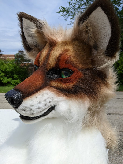 Brown with Green Eyes Wolf/dog Head, Hands, Tail.