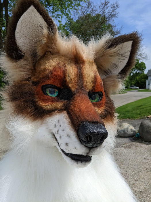 Brown with Green Eyes Wolf/dog Head, Hands, Tail.