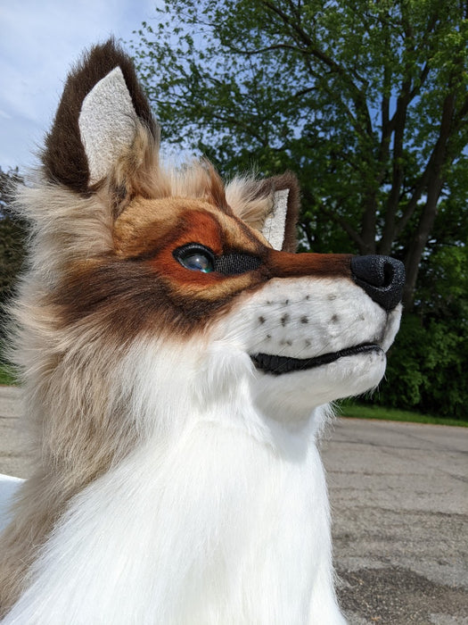 Brown with Green Eyes Wolf/dog Head, Hands, Tail.