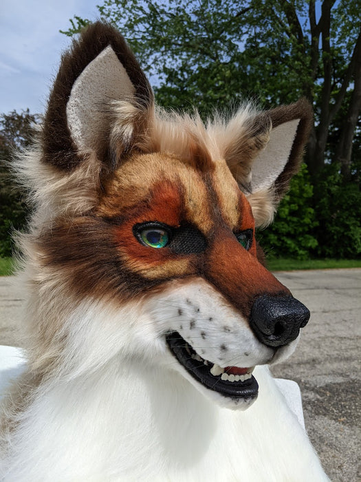 Brown with Green Eyes Wolf/dog Head, Hands, Tail.