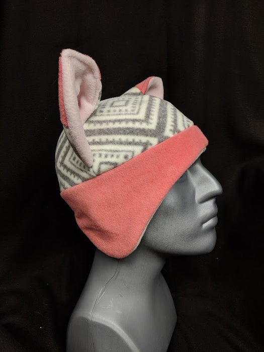 Pink and Grey Fox Hat