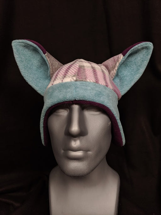 Blue And Purple Plaid Fox Hat