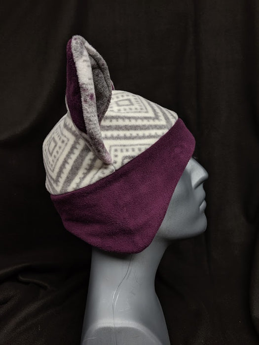 Grey And Purple Plaid Fox Hat