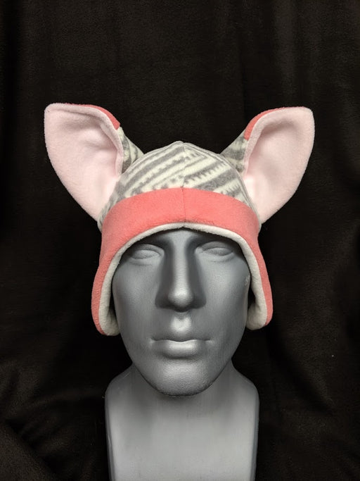 Pink and Grey Fox Hat