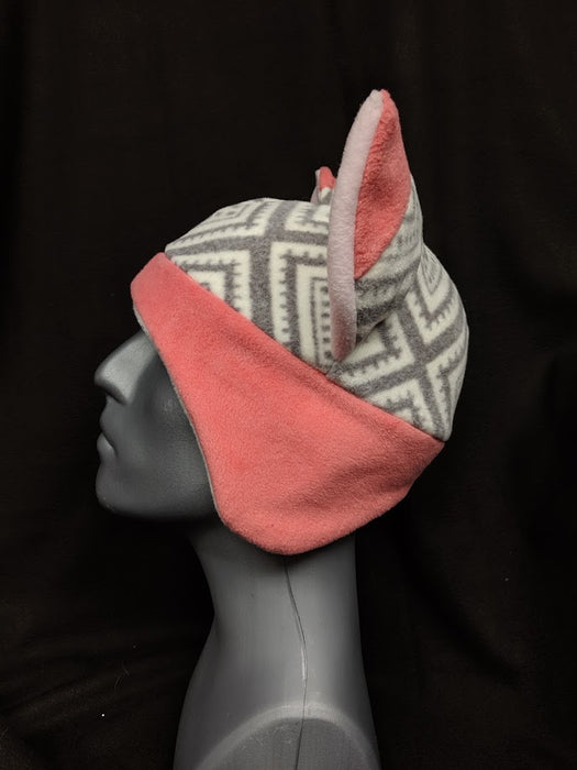 Pink and Grey Fox Hat