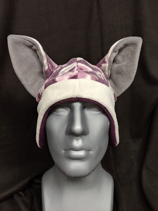 Purple Floral With White Fox Hat