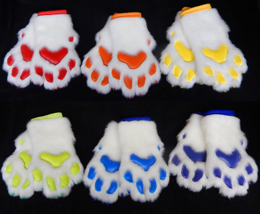 White Handpaws with Sewn Vinyl Paw Pads.